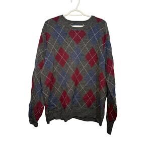 Lands end argyle wool sweater mens XL preppy academia career office business